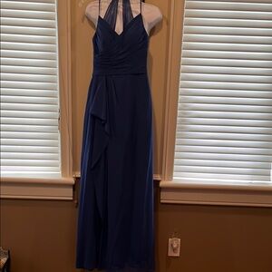 Elegant Blue Halter Maxi Dress